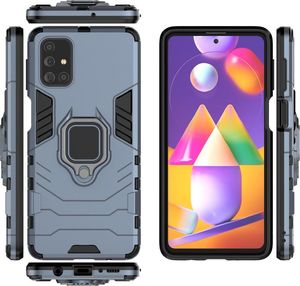 Hurtel Ring Armor pancerne hybrydowe etui pokrowiec + magnetyczny uchwyt Samsung Galaxy M31s niebieski uniwersalny 4