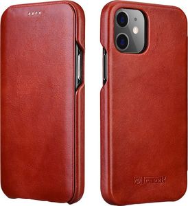 iCarer iCarer Curved Edge Vintage Folio skórzane etui pokrowiec ze skóry naturalnej iPhone 12 Pro / iPhone 12 czerwony (RIX1201 red) uniwersalny 1