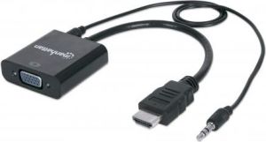 Adapter AV Manhattan HDMI - D-Sub (VGA) + Jack 3.5mm czarny (151559) 1