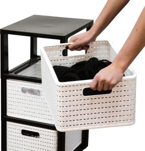 Rotho Regał na kółkach z 3 szufladami Country biały-antracyt 2