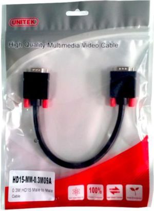 Kabel Unitek D-Sub (VGA) - D-Sub (VGA) 0.3m czarny (HD15-MM-0.3M09A) 1