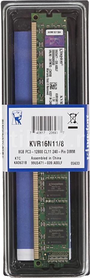 Pamięć Kingston ValueRAM, DDR3, 8 GB, 1600MHz, CL11 (KVR16N11/8BK) 1