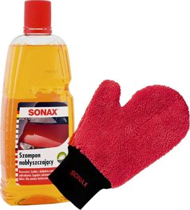 Sonax Zestaw: Szampon nabłyszczający Sonax 1L+rękawica z mikrofibry Sonax  uniwersalny (7617-uniw) - 7617-uniw 1