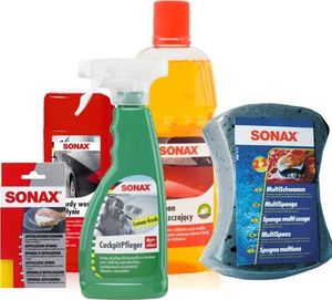 Sonax Zestaw Sonax twardy wosk+aplikator+szampon+gąbka+kokpit uniwersalny (6781-uniw) - 6781-uniw 1