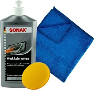 Sonax ZESTAW: Sonax wosk koloryzujący srebrny 500ml + Pad + mikrofibra uniwersalny 1