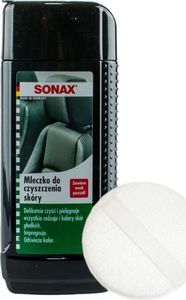 Sonax ZESTAW: Sonax mleczko z woskiem do czyszczenia skóry 250ml + aplikator z mikrofibry uniwersalny 1