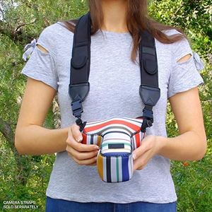 Torba USA Gear Torba na aparat do lustrzanek z USA Wyposażenie: neoprenowy Pokrowiec na aparat DSLR / SLR, wzór w paski i torba na akcesoria, idealny do Canon EOS 1300D / 200D, Nikon D3400 4