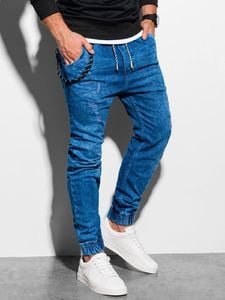 Ombre Spodnie męskie jeansowe joggery P939 - niebieskie L 1