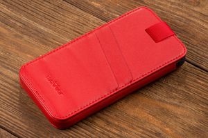 moVear moVear pocketCase C+ Skórzane Etui Wsuwka do Smartfon / Telefon rozmiar L (ok 160 x 79 x 8mm) oraz innych smartfonów o zbliżonych wymiarach | Skóra Nappa, Czerwony Standard 7