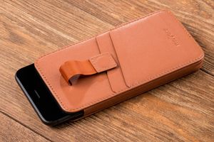 moVear moVear pocketCase C+ Skórzane Etui Wsuwka do iPhone Xs MAX / Xr oraz innych smartfonów o zbliżonych wymiarach | Skóra Nappa, Jasnobrązowy Standard 6