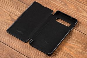 moVear moVear flipSide S Skórzane Etui do Samsung Galaxy S10+ (Plus) | Skóra Gładka | Pokrowiec slim z klapką, Czarny Standard 6