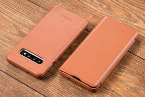 moVear moVear flipSide S Skórzane Etui do Samsung Galaxy S10 | Skóra Nappa | Pokrowiec slim z klapką, Jasnobrązowy Standard 11