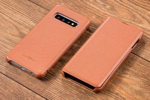 moVear moVear flipSide S Skórzane Etui do Samsung Galaxy S10 | Skóra Nappa | Pokrowiec slim z klapką, Jasnobrązowy Standard 5