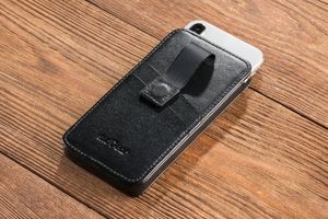 moVear moVear pocketCase C+ Skórzane Etui Wsuwka do Smartfon / Telefon rozmiar L (ok 160 x 79 x 8mm) oraz innych smartfonów o zbliżonych wymiarach | Skóra Gładka, Czarny Standard 9