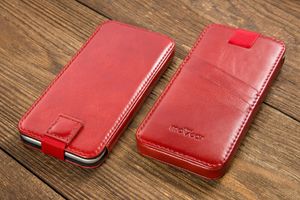 moVear moVear pocketCase C+ Skórzane Etui Wsuwka do Smartfon / Telefon rozmiar M (ok 145 x 71 x 8mm) oraz innych smartfonów o zbliżonych wymiarach | Skóra Vintage , Czerwony Standard 8
