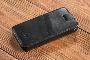 moVear moVear pocketCase C+ Skórzane Etui Wsuwka do Smartfon / Telefon rozmiar S (ok 140 x 68 x 8mm) oraz innych smartfonów o zbliżonych wymiarach | Skóra Nappa, Czarny Standard 7