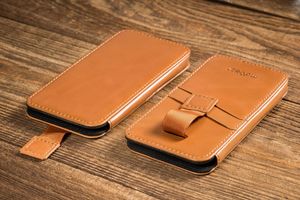 moVear moVear pocketCase C+ Skórzane Etui Wsuwka do Smartfon / Telefon rozmiar S (ok 140 x 68 x 8mm) oraz innych smartfonów o zbliżonych wymiarach | Skóra Vintage , Jasnobrązowy Standard 13