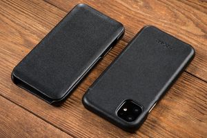 moVear moVear flipSide S Skórzane Etui do Apple iPhone 11 | Skóra Gładka | Pokrowiec slim z klapką, Czarny Standard 11