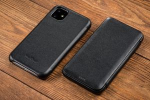 moVear moVear flipSide S Skórzane Etui do Apple iPhone 11 | Skóra Gładka | Pokrowiec slim z klapką, Czarny Standard 5