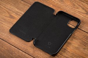 moVear moVear flipSide S Skórzane Etui do Apple iPhone 11 | Skóra Gładka | Pokrowiec slim z klapką, Czarny Standard 6