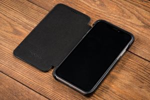 moVear moVear flipSide S Skórzane Etui do iPhone 11 / 11 Pro Max | Skóra Gładka | Pokrowiec slim z klapką, Czarny Standard 7