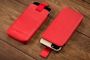 moVear moVear pocketCase C+ Skórzane Etui Wsuwka do iPhone Xs / X oraz innych smartfonów o zbliżonych wymiarach | Skóra Nappa, Czerwony Standard 6