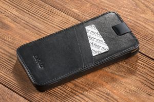 moVear moVear pocketCase C+ Skórzane Etui Wsuwka do iPhone 8/7/6 Plus oraz innych smartfonów o zbliżonych wymiarach | Skóra Nappa, Czarny Standard 7