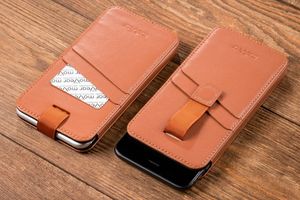 moVear moVear pocketCase C+ Skórzane Etui Wsuwka do iPhone 8/7/6 Plus oraz innych smartfonów o zbliżonych wymiarach | Skóra Nappa, Jasnobrązowy Standard 12