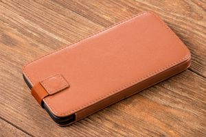 moVear moVear pocketCase C+ Skórzane Etui Wsuwka do iPhone 8/7/6 Plus oraz innych smartfonów o zbliżonych wymiarach | Skóra Nappa, Jasnobrązowy Standard 10