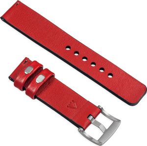 moVear Polski Elegancki Skórzany pasek 22mm rozmiar M/L do zegarka / smartwatcha | Czerwony moVear uBand S1 Standard 2