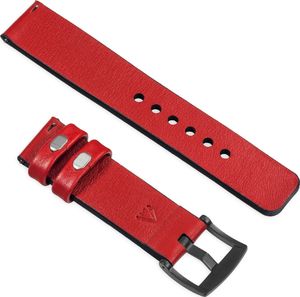 moVear Polski Elegancki Skórzany pasek 22mm rozmiar M/L do zegarka / smartwatcha | Czerwony moVear uBand S1 Standard 2