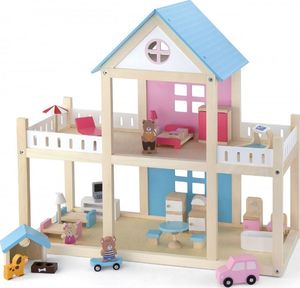 Viga Toys VIGA Drewniany domek dla lalek 4 figurki mebelki 1