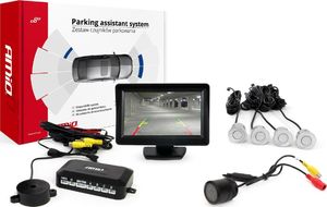 AMiO Zestaw czujników parkowania tft 4,3  z kamerą hd-301-ir 4 sensory srebrne 1