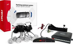 AMiO Zestaw czujników parkowania cofania led 8 sensorów srebrne 1
