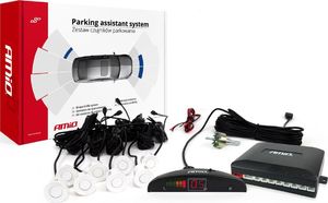 AMiO Zestaw czujników parkowania cofania led 8 sensorów białe 1