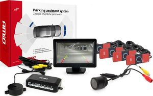 AMiO Zestaw czujników parkowania tft 4,3  z kamerą hd-305 led 4 sensory białe 1