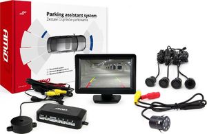 AMiO Zestaw czujników parkowania tft 4,3  z kamerą hd-307-ir 4 sensory czarne  gold 1