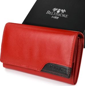Beltimore Damski skórzany portfel duży poziomy retro RFiD czerwony BELTIMORE 043 1