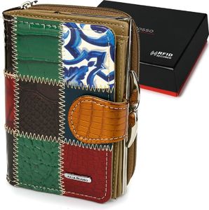 Julia Rosso PATCHWORK JULIA ROSSO damski PORTFEL skórzany RFiD M98 1