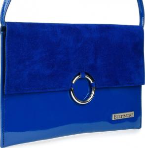 Beltimore Niebieska oryginalna damska torebka kopertówka na pasku usztywniana W63 1