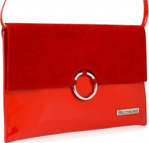 Beltimore Czerwona oryginalna damska torebka kopertówka na pasku usztywniana W63 1