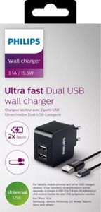 Ładowarka Philips DLP2307 2x USB-A 3 A (DLP2307U/12) 2