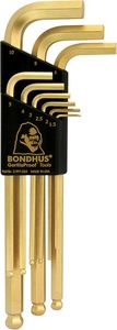 Bondhus Zestaw imbusów 1,5 - 10 BONDHUS - długie, z kulką, pokryte złotem [9 cz.] 1