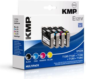 Tusz KMP KMP E121V zestaw tuszy czarny, cyjan, magenta, żółty, do Epson T 128 (1616,4050) 1
