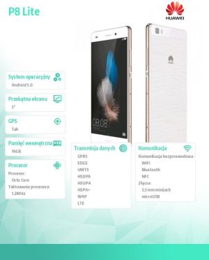 Smartfon Huawei P8 Lite 2/16GB Dual SIM Biały  (95HW74) 2