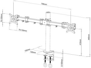 Techly Biurkowy Uchwyt Obrotowy na Dwa Monitory 13-27 Cali 20kg (ICA-LCD 482-D) 3