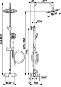 Zestaw prysznicowy KFA Tanzanit z deszczownicą z baterią chrom (5026-910-00) 2