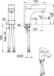 Bateria umywalkowa KFA Mokait stojąca czarny (5532-815-81) 2