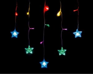 Dekoracja świąteczna Bulinex Komplet choinkowy firanka 14l LED z dekoracją 1m dekoracji w kolorze multikolor 1m /7cm 3 x bateria AA 1,5 V wewnętrzne 10-601 4