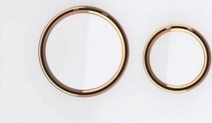 Przycisk spłukujący Geberit Przycisk uruchamiający Geberit Sigma21, przedni, szkło białe, pierścienie: czerwone złoto [1] 1